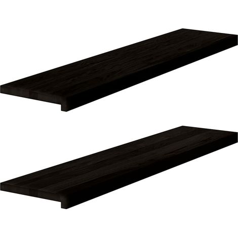 Marches d'escalier 2 pcs marron foncé 110x30x2 cm chêne massif (1/5)