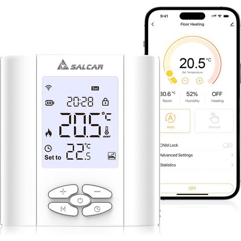 Smart Thermostat Boiler WLAN Heizungsthermostat T5W WiFi Raumthermostat mit Luftfeuchtigkei Tuya Programmierbar Wandthermostat Fussbodenheizung Wasser Batterie Enthalten (1/5)
