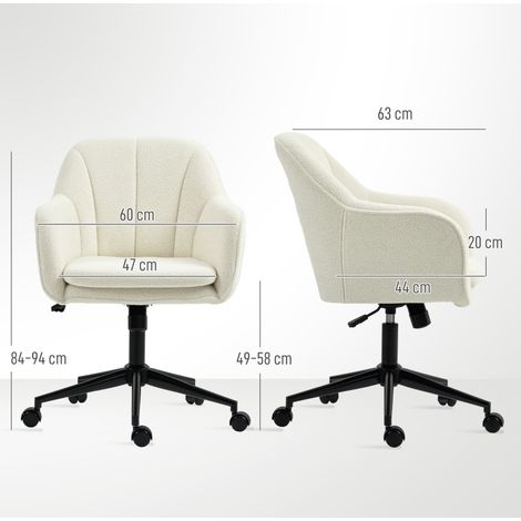 Silla de oficina de tela efecto terciopelo, asiento regulable 49-58 cm, respaldo curvo beige (1/4)