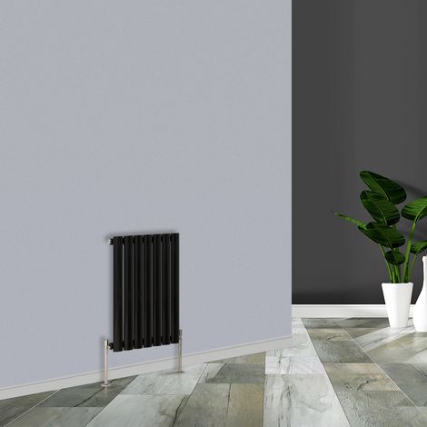 Modern Black Horizontal Single Oval Panel Radiator 600x413mm (1/5)