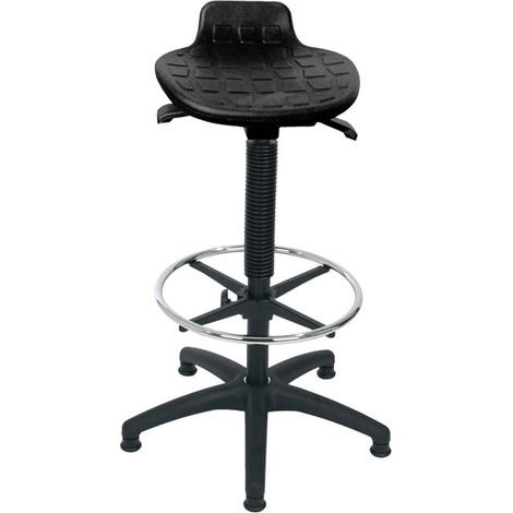 Drehhocker mit Bodengleiter, Sitzhöhe 550 - 805 mm, Sitzfläche: PU schwarz
