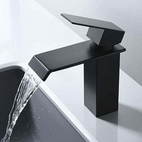 Robinet Salle de Bain , XU, Robinet Lavabo Cascade avec corps de valve de cuivre, Eau chaude et froide disponible, Style Moderne - KZQ