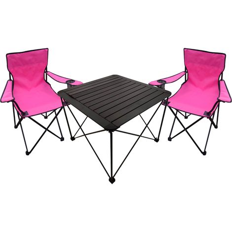3tlg Campingmöbel Set Anglerstühle-MCM3001+2xMPO2471-Pink (1/5)