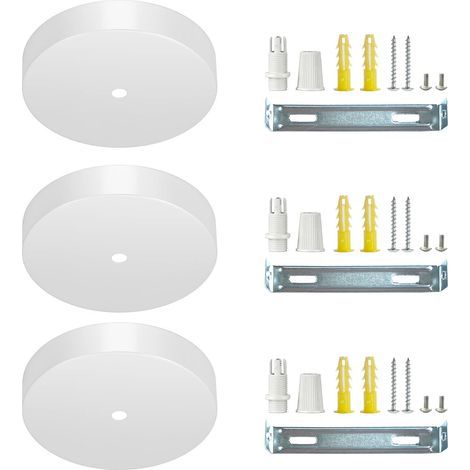 3 Pcs Auvent de Plafond Métal Noir 100 x 2mm Cache Fil Pour Lustre Cache Cable Plafonnier Blanc pour Lampe à Baldaquin pour Salon Cuisine Couloir (1/4)