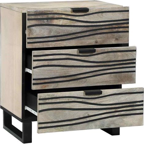 Table de chevet Cabinet de chevet Table de nuit avec tiroir Blanc et Noir 50 x 33 x 62 cm (1/5)