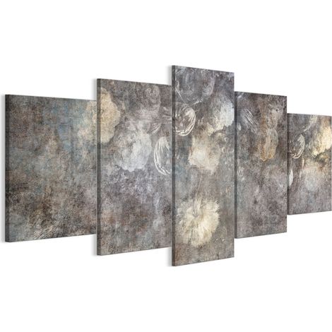 Cuadro sobre lienzo italiano de 100 x 50 cm, pentáptico - estilo ecléctico - flores Cuadro sobre lienzo italiano de 200 x 100 cm, pentáptico - estilo ecléctico - flores (1/5)