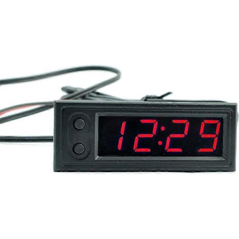 Thermomètre voltmètre horloge LED 12V pour voiture, affichage numérique 3 en 1, jauge électronique de tension et température. (1/4)