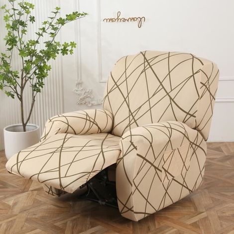 Hülle für Relaxsessel, weich und dehnbar, 4-teiliger Bezug für Sofa, rutschfest mit Seitentasche, elastisch