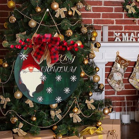 Guirlande De Décoration De Noël - Panneau En Bois Avec Inscription Bienvenue - Décoration Porte Intérieure Extérieure - 1 Pièce (1/4)