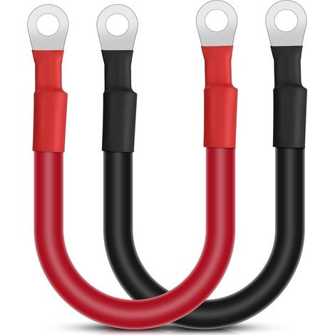 2 Pièces Câble de Batterie Voiture, 30cm 35mm² 2AWG 12V Câble Onduleur de Batterie avec M10 Cosses à œillets, Fil de Cuivre pour Auto Moto Camping-Car Marine Solaire (1/5)