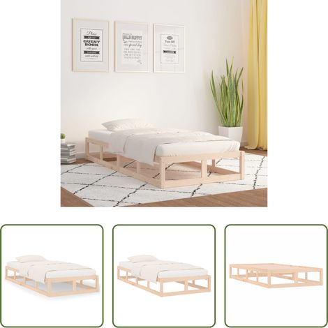 vidaXL Cadre de lit bois - Cadre de lit sans matelas 90x200 cm bois massif (1/5)