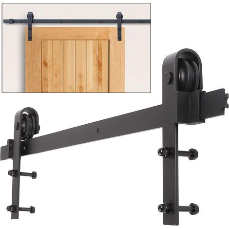 Wolketon Schiebetürbeschlag Zimmertür Türbeschlag  Big Wheel Scheunentor Belastung 150kg Laufschienen Schiebetürsystem Set 200 cm