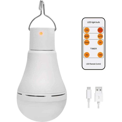 Ampoule rechargeable USB avec télécommande,7W LED dimmable,urgence camping extérieur