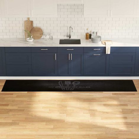 vidaXL Tappeto da Cucina Nero 300 x 60 cm Velluto