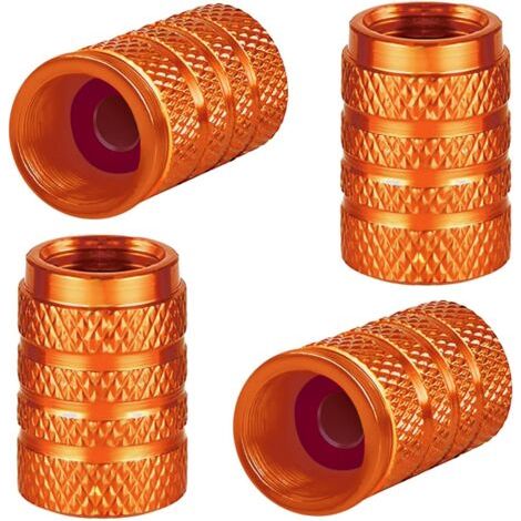 (orange)Lot de 4 bouchons de valve de pneu en aluminium pour pneus de voiture, bouchons de valve universels avec joint d'étanchéité pour moto, camion, vélo, scooter électrique, VUS, poussette b (1/5)