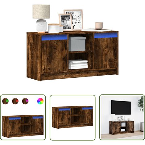 vidaXL TV-Schrank mit LED-Beleuchtung Räuchereiche 100x34x50 cm (1/5)