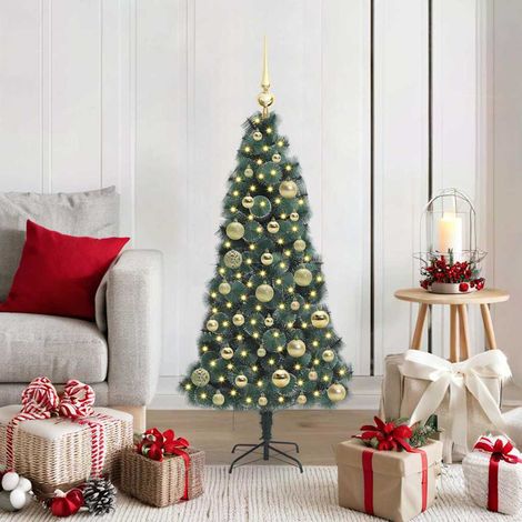 Künstlicher vorbeleuchteter Weihnachtsbaum mit Kugelset 120 cm