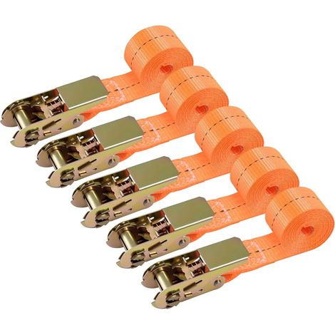 5-teiliges Ratschengurtset, Zurrgurte, 2,5 cm x 2 m, Tragkraft bis zu 800 kg, Hochleistungs-Ratschengurte für schwere Lasten (1/5)