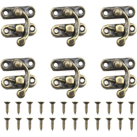 Coffret à bijoux décoratif, 6 pièces, boîte en bois avec fermeture à pression, fermoirs métalliques, fermoir en corne antique, crochet en corne, accessoires pour boîte en bois (1/5)