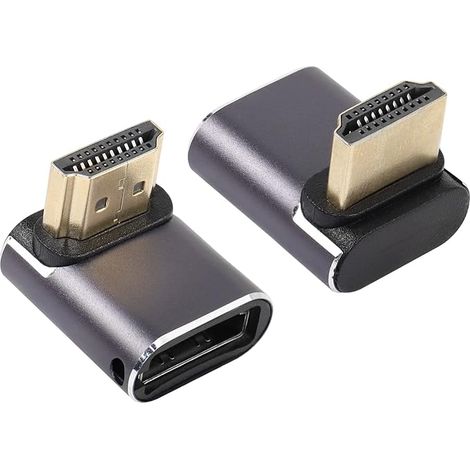 HDTV Adapter 8K 60Hz Downward Angle Male to Female Adapter 2.1UHD Connector Extender 3D Support 8K@60Hz 4K@120Hz 2 Packs (1/5)