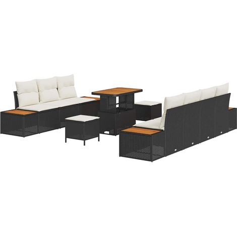 Maison Exclusive - Set Divano da Giardino con cuscino 10 pcs Nero Poly Rattan