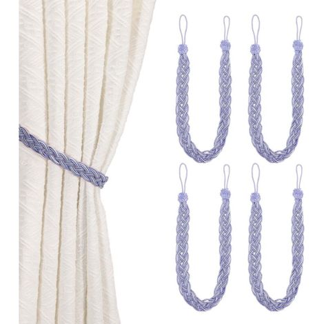 Ensemble de 4 embrasses de rideaux, 56 cm, cordons tressés élégants, violet clair