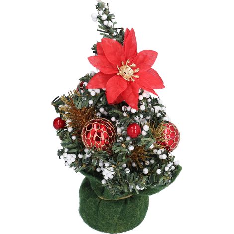 Mini sapin de Noël artificiel, ravissant et aux couleurs vives, décorations de bureau innovantes, rouge. (1/5)