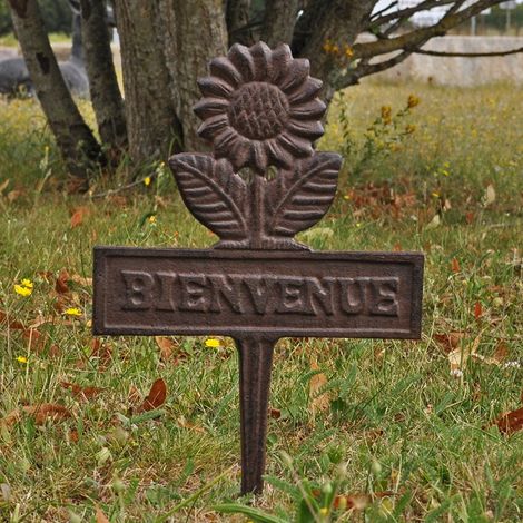 Pique jardin fonte Bienvenue 30x19cm (1/2)