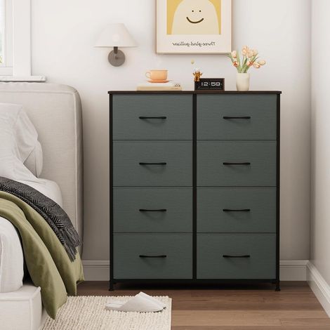 Kommode mit 8 Stoffschubladen, Aufbewahrungsschrank für Schlafzimmer & Wohnzimmer, 80x30x93 cm (1/5)