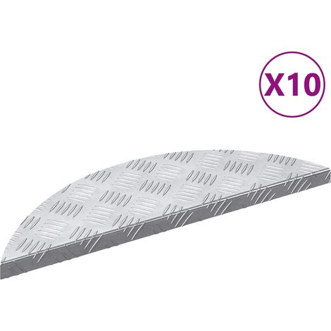 Treppe Tritt Halbmond 10 pcs Silber 60 x 18 x 2,5 cm Aluminium
