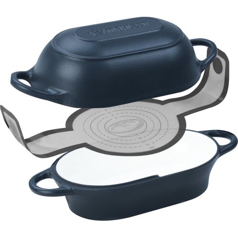 Mahlzeit Gusseisen Brottopf Set emailliert, 2,5 Liter, Blue Berry, mit Brotschlinge, Brotbackset