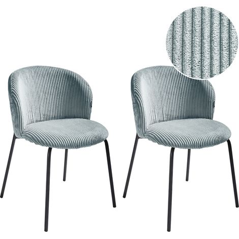 Conjunto de 2 sillas de comedor patas de hierro tapicería de pana con respaldo redondeado azul claro Miles (1/5)