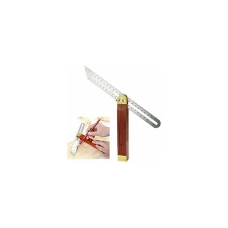 Squadra conica scorrevole in acciaio inossidabile e legno da 200 mm con impugnatura da 0 a 360 gradi, squadra resistente per la lavorazione del legno a doppia faccia per ingegneri, disegnatori e carpe (1/5)