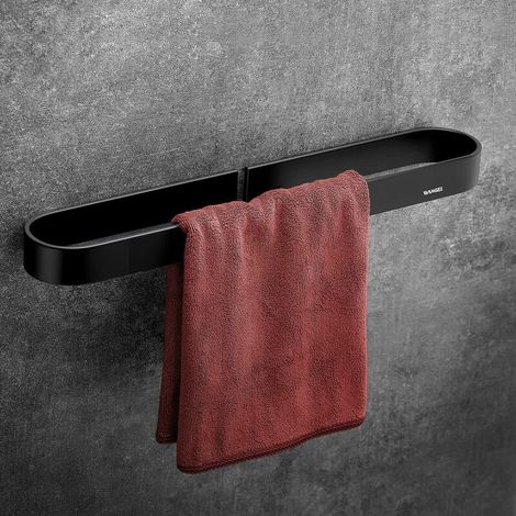 Auto-Adhésif Barres Porte-Serviettes 40cm, Porte-Serviettes, Colle Brevetée + Auto-Adhésif, Aluminium, Finition Mat, Noir (1/5)