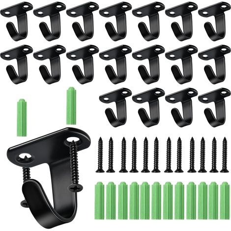 Lot de 50 crochets de plafond à vis en acier, garage (noir mat) (1/5)