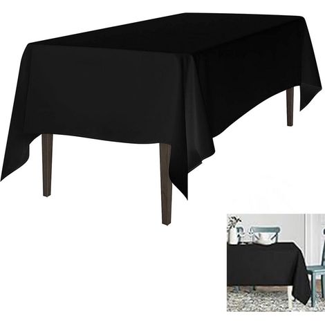 Nappe de luxe - Décoration de table de mariage - Imperméable - Linge de table - Nappe rectangulaire - Polyester - Nappe en coton - Nappe noire - 220 x 140 cm (1/5)