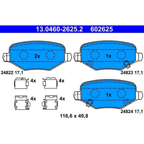 Kit de plaquettes de frein, frein à disque ATE 13.0460-2625.2 CHRYSLER