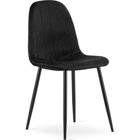 Sedia Padva in velluto nero con gambe in metallo (1/5)