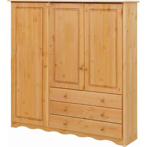 Armoire à linge 3 portes 3 tiroirs – Fabriquée en matériaux certifiés FSC – Solution de rangement adaptable pour chambre ou dressing (1/4)