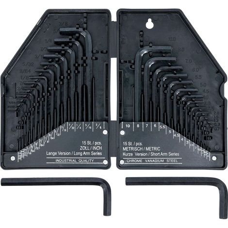 Clé Allen 6 Pans Mâle - Métrique Et Impériale - 30 Pièces - Acier Chrome Vanadium - Pour Vis Et Boulons (1/4)