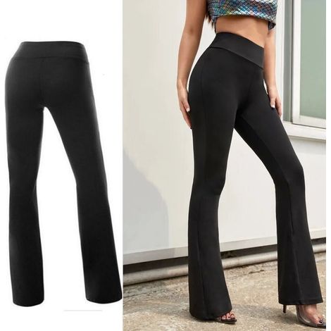 Pantalon de Yoga Femme Taille Haute Noir XL - Respirant et Élastique pour Fitness et Entraînement (1/5)