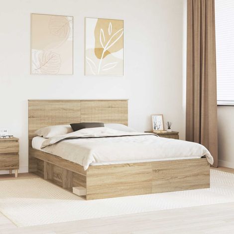 Estructura de cama con cabecera Roble 150 x 200 cm