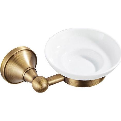 Porte-savon antique en bronze brossé, avec supports en céramique pour salle de bain et toilettes. (1/5)