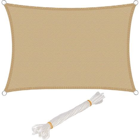 Voile d'ombrage rectangulaire 3x4m en HDPE – Protection UV 50+ – Résistant aux déchirures – Fixation avec 4 cordons de 1.5m (1/5)