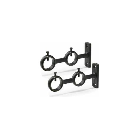 Support Tringle Rideau - Alliage Aluminium Noir - Pour Salon Chambre Bureau - Diamètre 1.5-2.5cm - Lot De 2 (1/5)