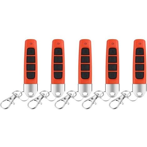 1 télécommande 433 MHz, clé voiture et ouvre-porte garage, duplicateur RF avec 4 boutons, rouge, pour portes électriques et systèmes d'alarme