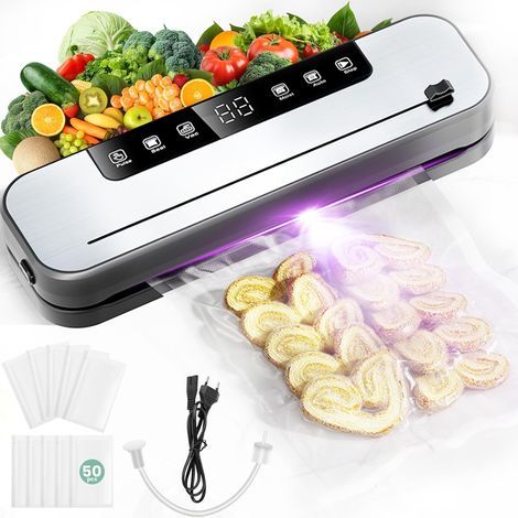 6 en 1 Machine Sous Vide Alimentaire, 75 KPA Appareil Sous Vide Alimentaire avec Mode Sec et Humide, Mise Sous Vide Alimentaire avec Couteau de Coupe à 50 Sacs Sous Vide (1/5)