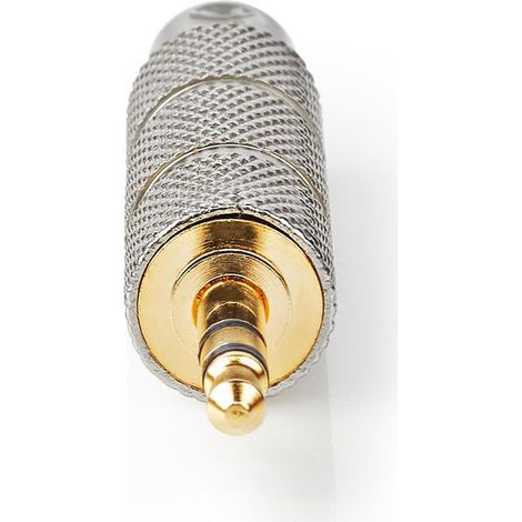 Nedis Adaptador de audio estéreo  3.5 mm macho  6,35 mm hembra  Chapado en oro  Recto  Metal  Metal / Oro  1 uds.  Caja de ventana NE550744697 (1/5)
