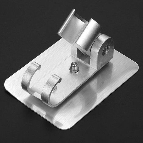 Support de pommeau de douche réglable AMONIDA en aluminium argenté durable pour la maison et l'hôtel, angle de 90 degrés, avec crochets (1/5)