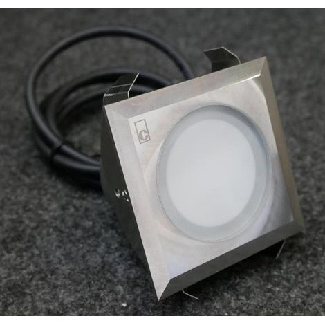 Encastré de sol extérieur LED 3W inox carré 76x76x47mm 3000K 46lm alim 350mA non incl résistante piéton 1 bar COLLINGWOOD (1/2)